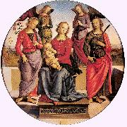 PERUGINO, Pietro Madonna Enthroned with Child and Two Saints oil painting on canvas